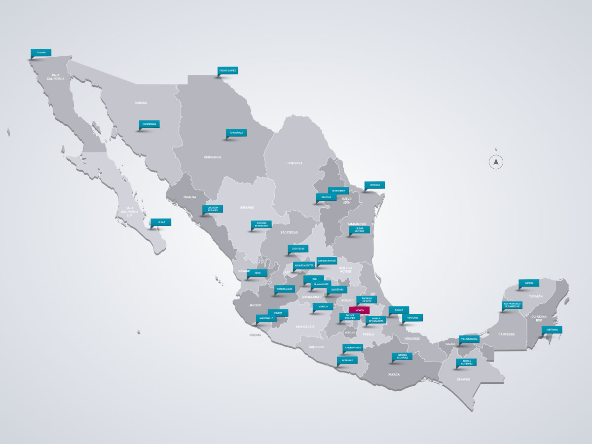 Presentación y recepción de trámites ante los registros públicos de cada ciudad mexicana